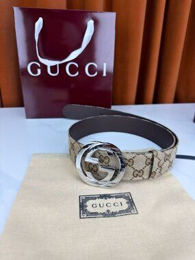 Gucci GG Supreme Canvas Belt with Interlocking G Buckle